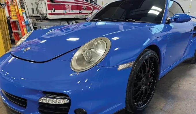 Porsche 911 Turbo blue exterior after full auto detail — Blue Rose Auto Detailing Springfield OR